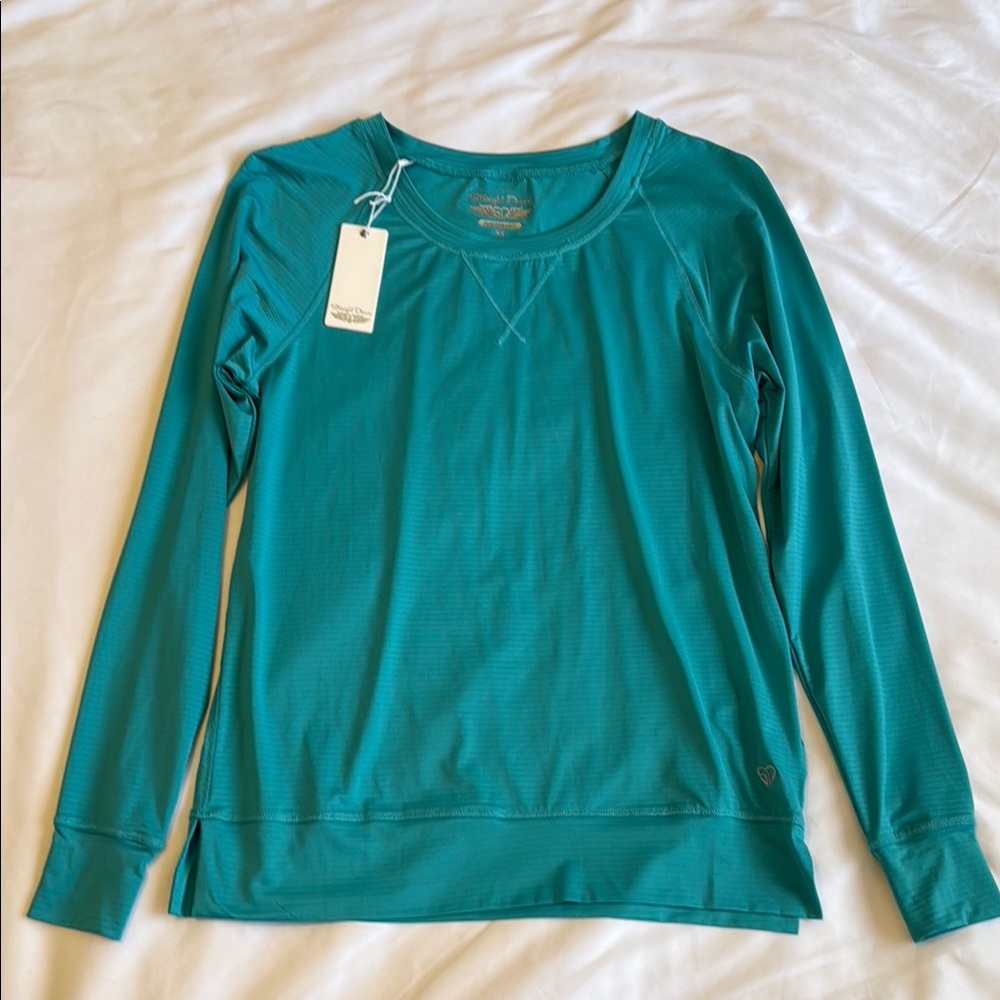 Straight Down Women's Teal Long Sleeve Performance Top XS NWT